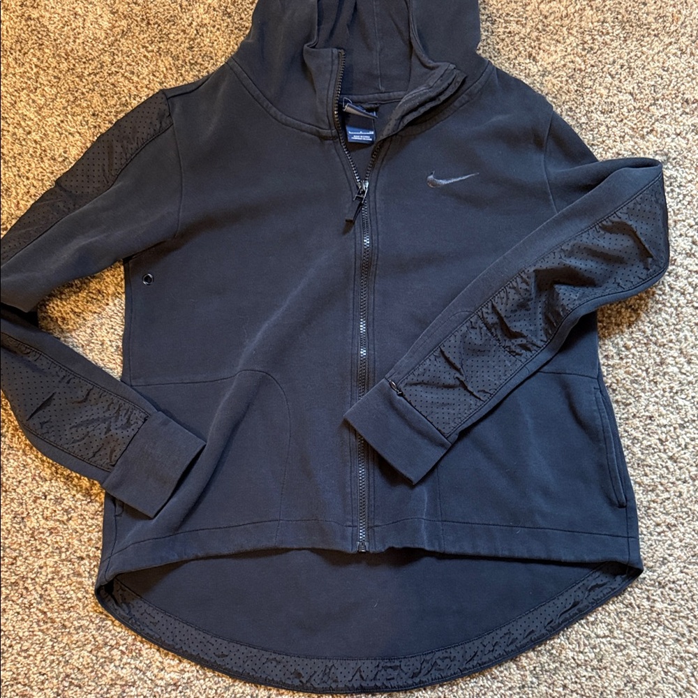 Nike Midnight Black Full-Zip Hoodie - Cropped in the front longer in the back